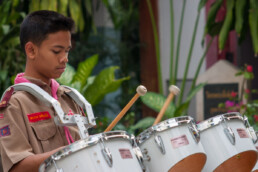 Young guy with drums