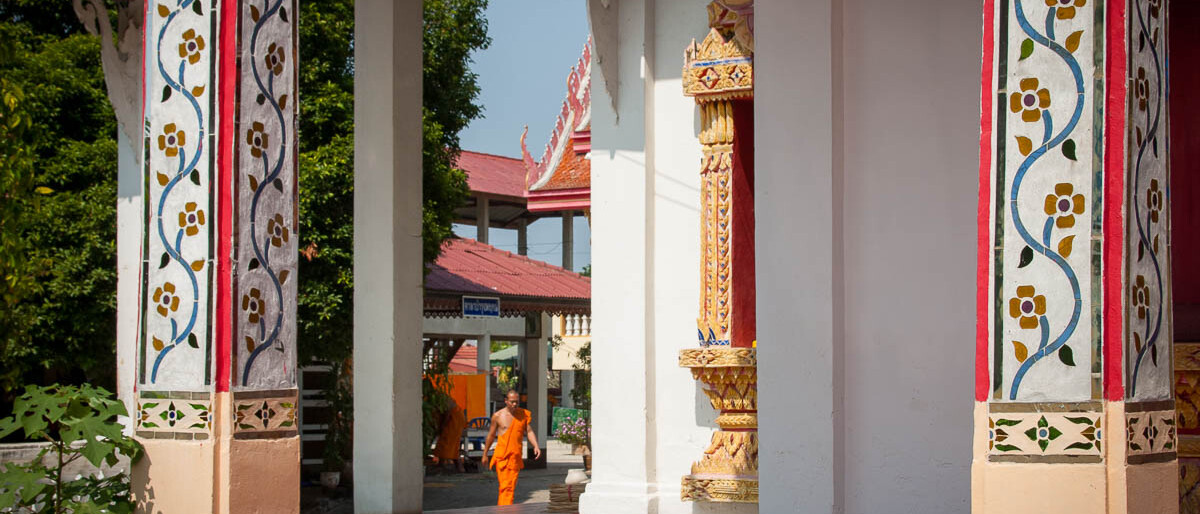 Temple grounds with distant monk