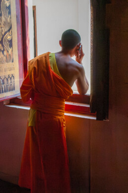 Monk with mobile phone