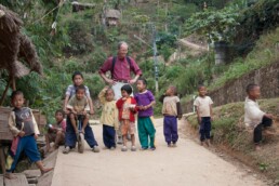 Henk with children near Mae Salong