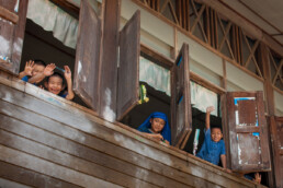 School children in window