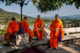 Monks in beautiful scenery