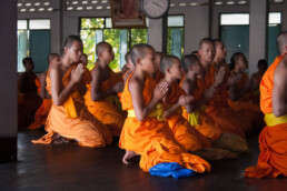 Young monks praying